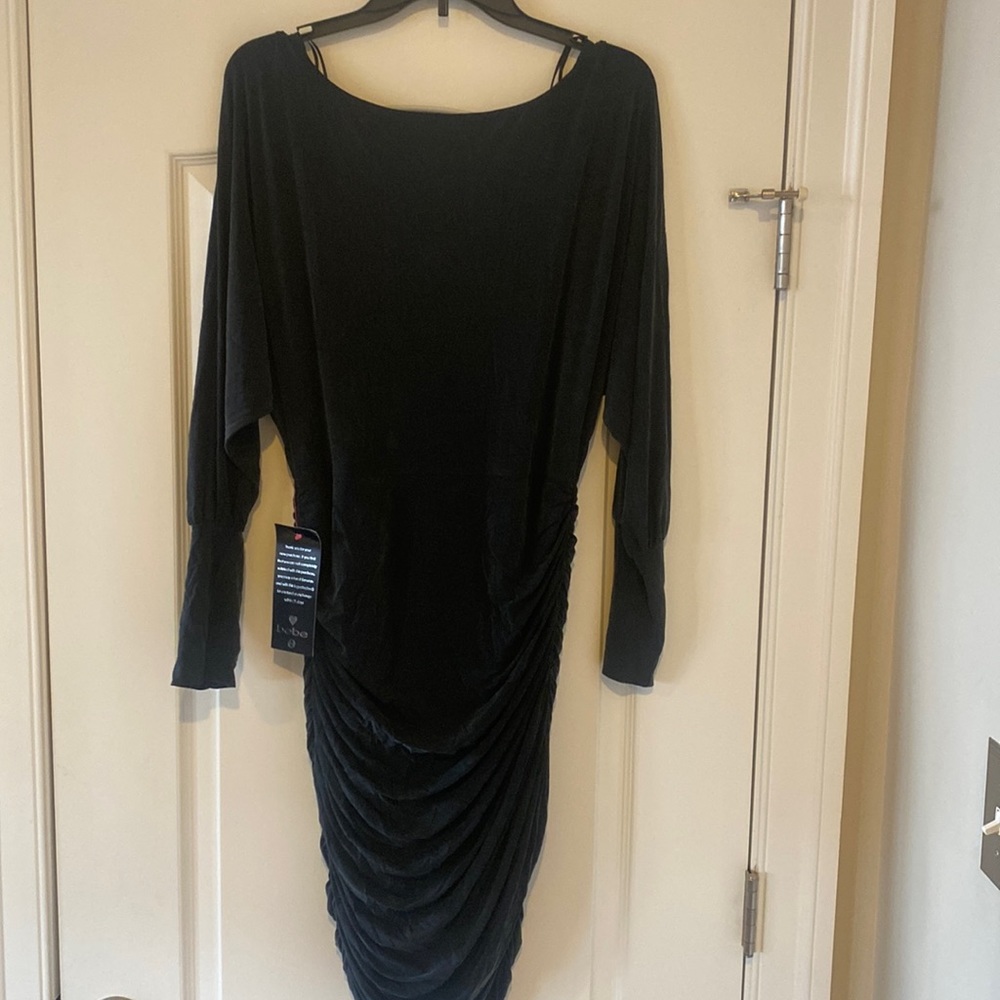 Bebe midi back rouched dress nwt